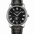 Longines Longines Master Collection L2.909.4.51.7  L29094517 механические мужские часы черный циферблат, браслет кожаный — вид спереди
